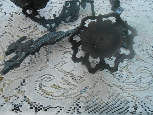 Pair VTG Cast Iron Swivel Wall Sconces  Candle or Plant Holders Black  10" x 10" 3