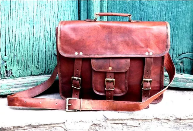 Neuf Homme Marron Vintage Bandoulière Cuir Sac Ordinateur Portable Mallette