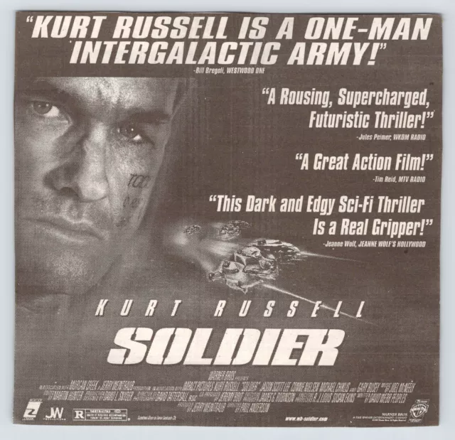 1998 KURT RUSSELL SOLDIER MOVIE AD Vintage 6"X6" Newspaper 1990's M414