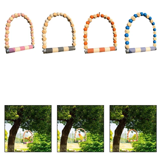 Vogelschaukel Aus Metall & Holz - Sitzstange Für Wellensittiche & Nymphensittiche Innen & Außen