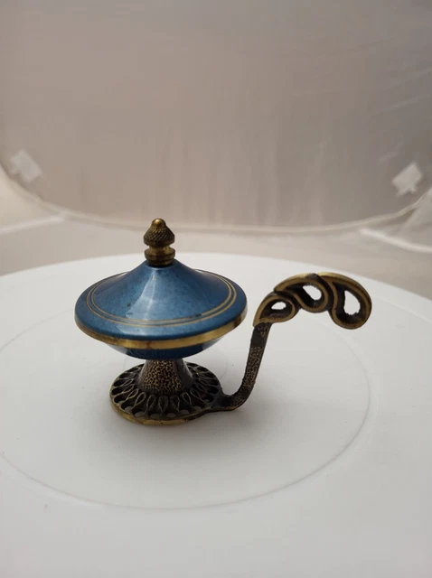 Vtg Oppenheim Israel Brass Bowl / Saccharine Dispenser w/ Lid Enamel Vtg Oppenheim Israel Brass Bowl / Saccharine Dispenser w/ Lid Enamel
