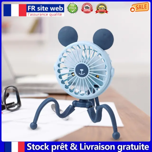 USB Stroller Fan 5V 2.5W Octopus Electric Fan 3-gear Mute Cooling (A2 Blue) fr