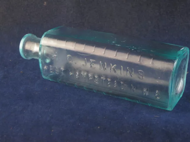 54538 Old Vintage Antique Glass Bottle Chemist Medicine Cure London Hampstead