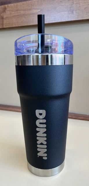 Dunkin' Donuts 24oz Travel Mug Stainless Steel Tumbler Black matte finish silver