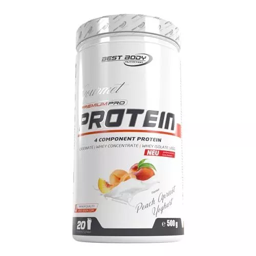 Best Body Nutrition Gourmet Premium Pro Protein boîte de abricot et pêche Sha...