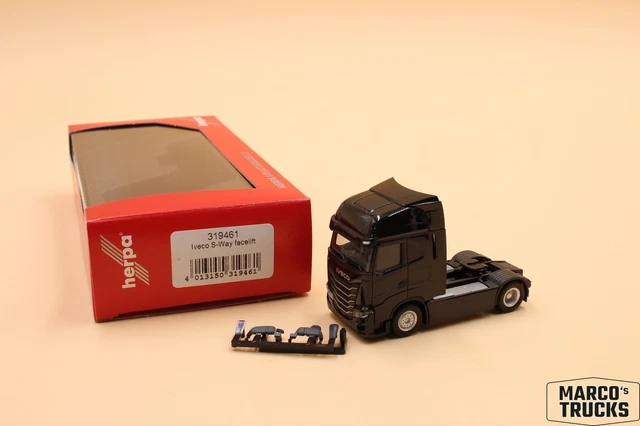 Herpa modèle réduit Camion Iveco S-Way MY24 Tracteur Routier 3 essieux (6x2), Rouge, Miniature à l'échelle 1:87, pièce de Collection, Made in Germany, Plastique
