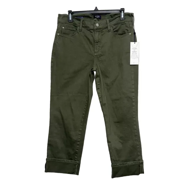NYDJ Green Dayla Wide Cuff Capri Jeans Womens Size 8 NEW