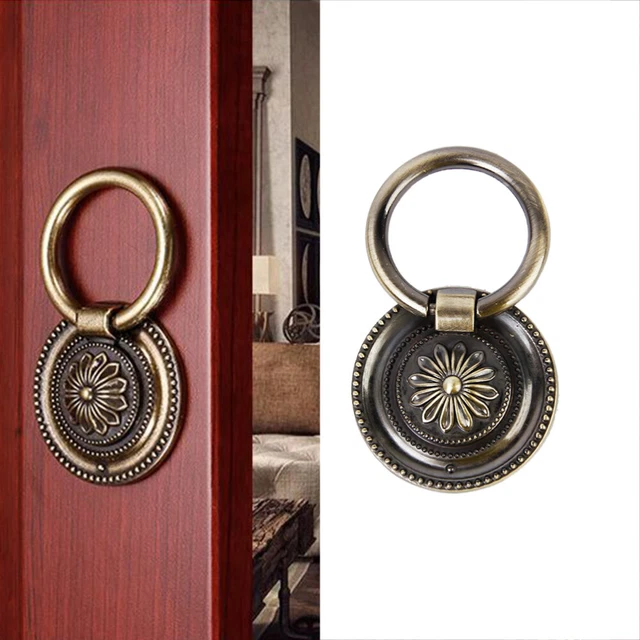 2 Pair of Kitchen Cabinet Cupboard Drawer Pull Ring Handle Knob (Antique Brass)