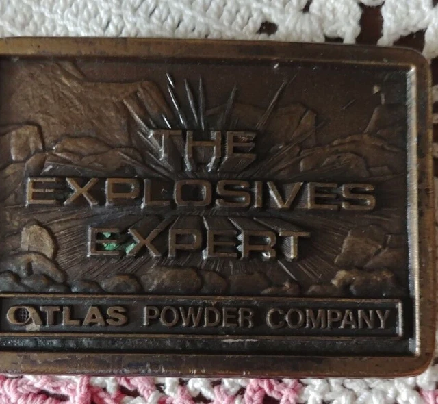 Nice Vintage Atlas Powder Company Belt Buckle "The Explosives Expert" Koleaco