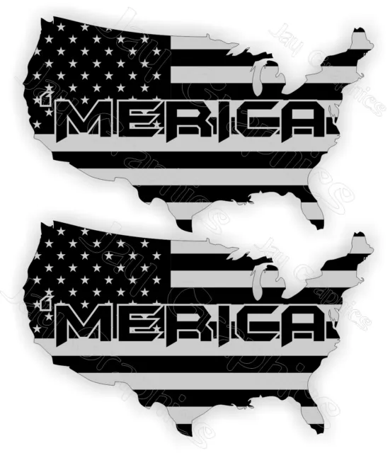 2 MERICA Hard Hat Stickers | Motorcycle Bike Helmet Decals | American Black Ops