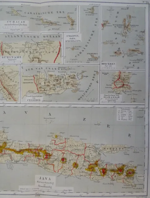 Dutch Colonies Java Sumatra Curacao Suriname St. Martin 1873 Stemler map 3