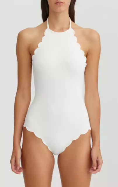 NWT Marysia Women's WHITE Mott Maillot Halter One Piece Swimsuit Size Large