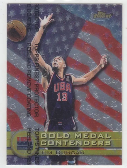 2000-01 Finest TIM DUNCAN GOLD MEDAL CONTENDERS TEAM USA SAN ANTONIO SPURS