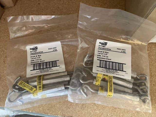 National Hardware N221-952 Hook & Eye Turnbuckle 1/4 x 7.5 in. (Pack of 10)