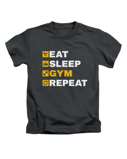 Eat Sleep Gym Repeat Funny Adults T-Shirt Ladies Mens Tee Top