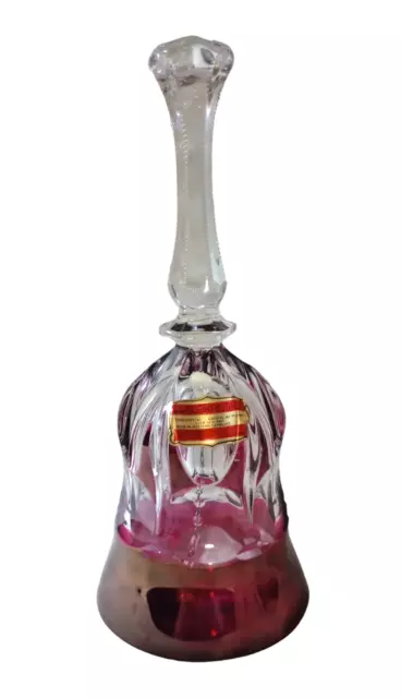 Vintage ECHT BLEIKRISTALL 24% Hand Cut Lead Crystal Ruby Red To Clear Bell