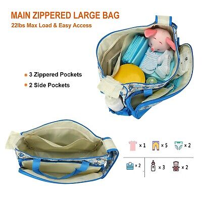5PCS Baby Nappy Bag Travel Tote Set Mummy Diaper Shoulder Bag with Changing Pad 3