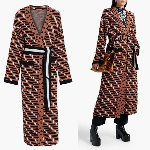 Missoni Crochet Knit Wool Blend Long Duster Cardigan Coat Missoni Crochet Knit Wool Blend Long Duster Cardigan Coat