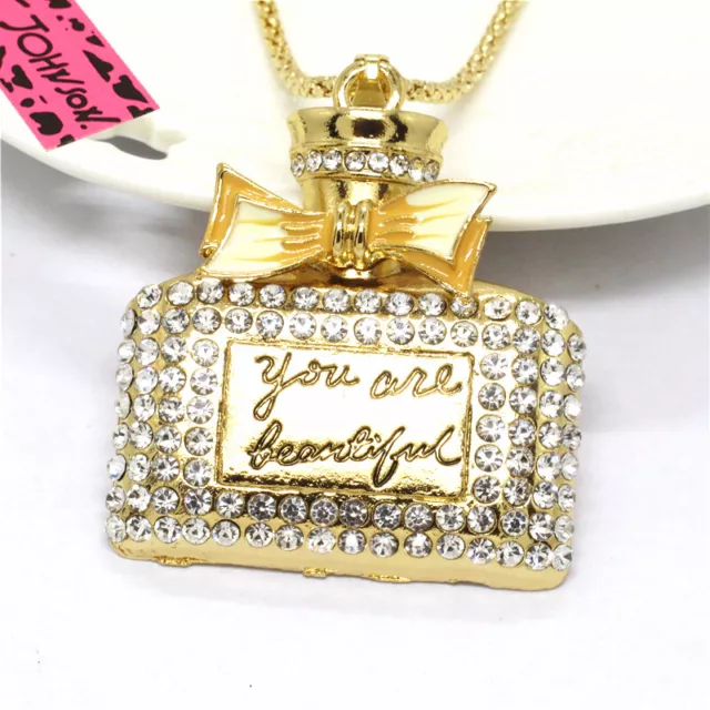 Fashion Women Cute Cute lady perfume bottle Crystal Pendant Women Necklace