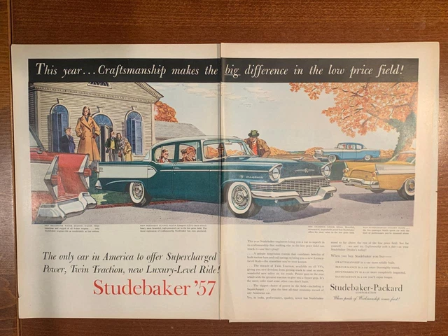 Magazine Ad* - 1957 - Studebaker - 4 models shown - (two-pages)