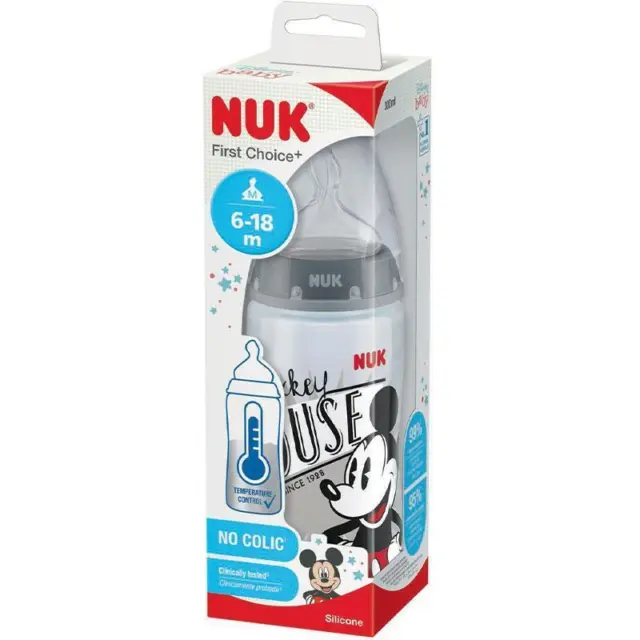 Nuk Mickey Temperature Control 6-18 Months Bottle 300ml FREE POSTAGE