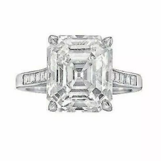 3 CT Asscher Cut Solitaire Channel-set CZ Engagement Ring 18K White Gold Plated 3