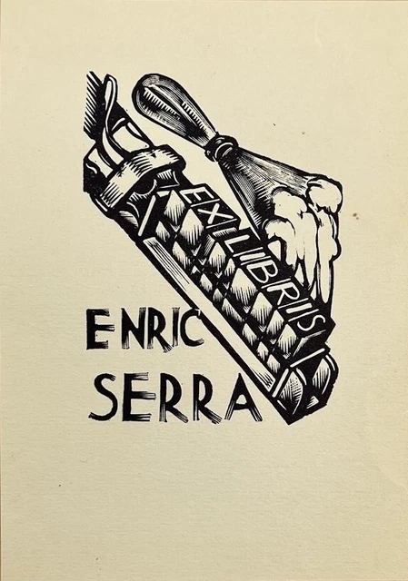 Antique Ex libris - By Enric Serra - Stamp - Letters - 20th Century - Spain