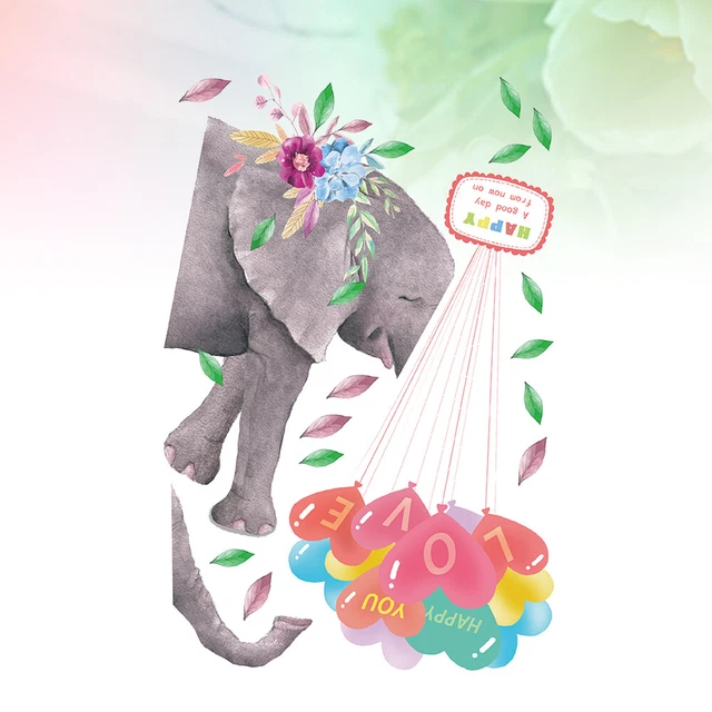 Bande dessinée éléphant ballons autocollant mural vinyle amovible Art stickers