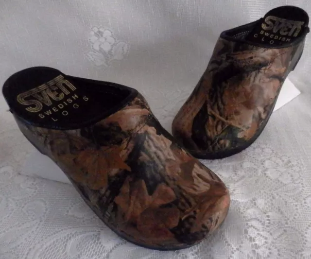 SVEN Swedish Clogs Stapled Leather Mules CAMO Multi-Color Women's Size 36/ US 6 2