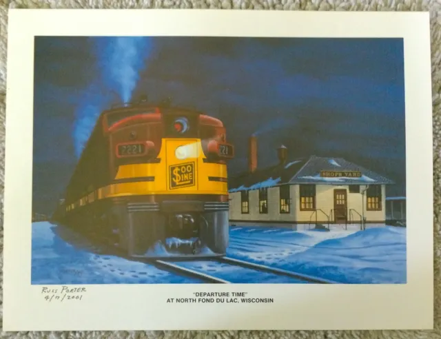 Russ Porter 9x12  Soo Line "Departure Time" North Fond Du Lac Wisconsin