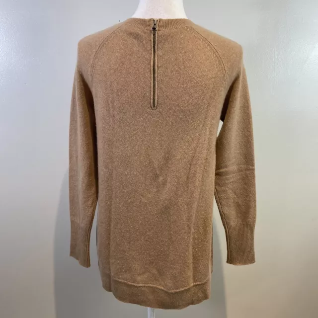 Halogen Women's XS Brown Sweater Top Pullover 100% Cashmere L/S Back Zip P62 3