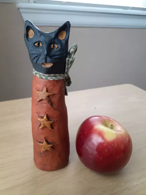Vtg 6" Primitive E. Smithson Folk Art Halloween Black Cat Resin Figurine