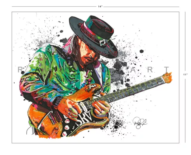 SRV Stevie Ray Vaughan Texas Blues Guitar 11x14" Music Art Print Poster