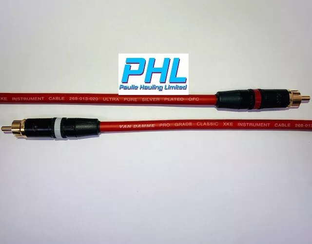 Paire de fils d'interconnexion Hi-Fi plaqués or Phono/RCA rouge Van Damme / Rean 0,5 m 3