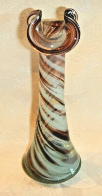 Vintage Mid century Arkansas hand blown art glass swirl vase Ozark 3