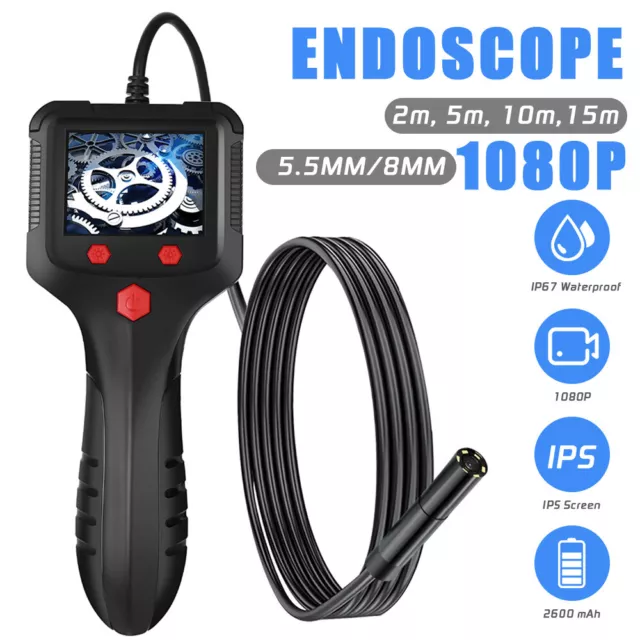 2/10/15m Industrial Endoscope Camera 1080P 2.4" Borescope Inspection Camera 6LED