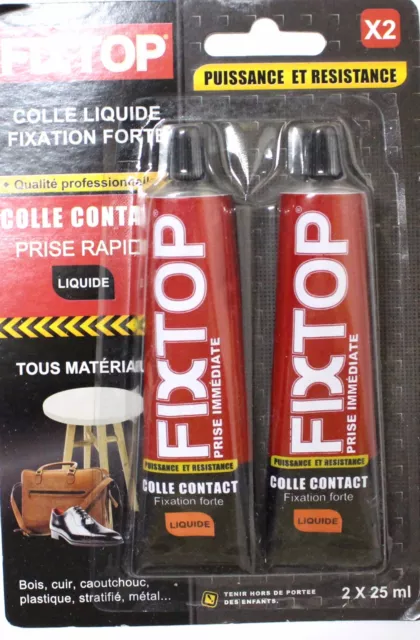 Colle Forte Contact Liquide Prise Rapide 2 x 25 ml Tous Matériaux Qualité Pro