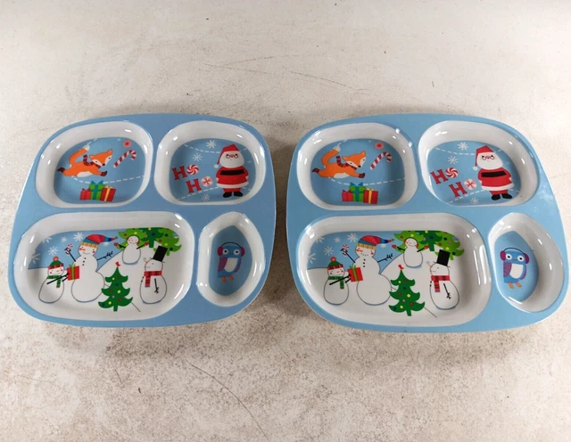 Novedad Vajilla de Navidad Platos Divididos para Niños Juego de 2 Melaminas