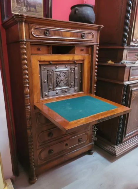 Secretaire con cassaforte in noce Italia '800