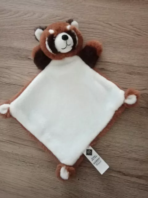 Doudou plat Raton laveur blanc marron noir TEX BABY CARREFOUR etat neuf