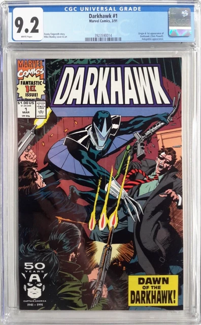 🔥Darkhawk #1 Cgc 9.2*1991, Marvel*Origin & 1St App. Of Chris Powell*Hobgoblin*