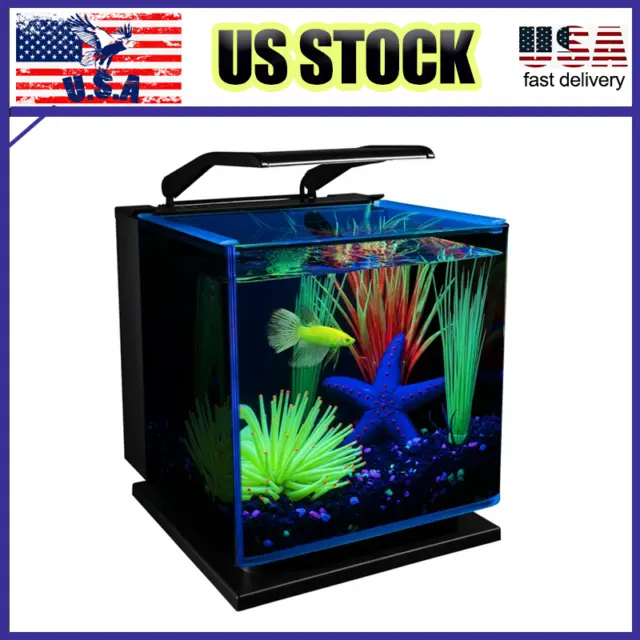 Betta Shadowbox Aquarium Kit 3 Gallon Fish Tank with LED Lighting and Filter US