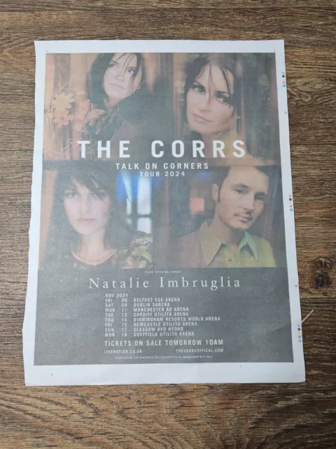 The Corrs Talk On Corners UK Tour 2024 Newspaper Advert Full Page Article