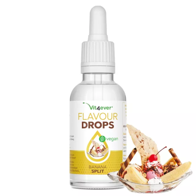 Flavour Drops - 50 ml / 100% vegan o. Kalorien - Aroma-Tropfen Banana Split