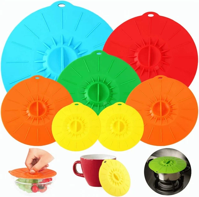 Paquete de 7 tapas de silicona Daxiongmao, cubierta de microondas para, tapas elásticas de silicona y