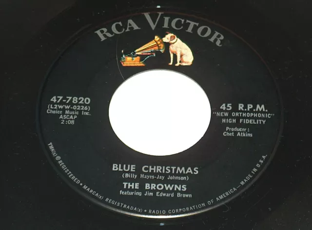 45 RPM The Browns Blu Natale, Greenwillow (Carol ) Rca Victor Vinile 7820 Ex