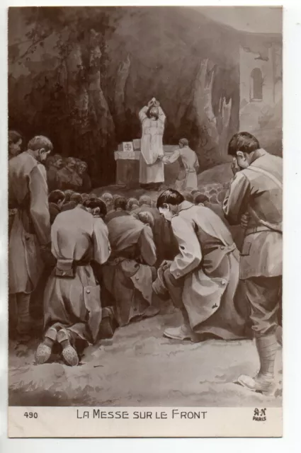 Theme MILITAIRE - GUERRE - Patriotique la messe sur le front - soldats en priere