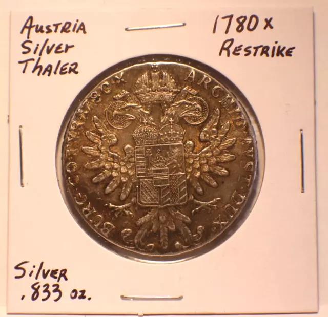 1780 X Austria Maria Theresia 1 Thaler Silver Restrike * FREE SHIPPING