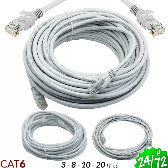 Câble De Réseau RJ45 CAT6 Ethernet Internet Réseaux Lan Serveurs 10 15 20 25 30