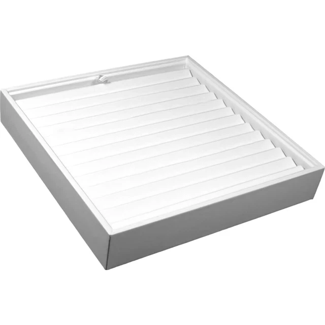 Gold Bracelet Jewelry Display Tray White Faux Leather